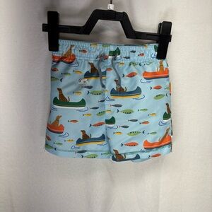 Mud Pie Little Boys Fishing Lures Swim‎ Trunks 12-18 Months. Super Cute
